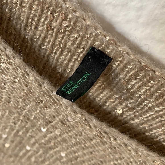 Benetton Gold Sequin Knit Sweater Top - Picture 5 of 10